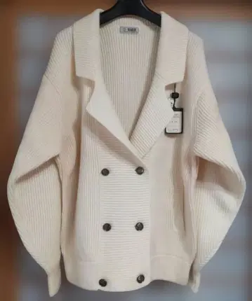 레트로 아이보리 더블 브레스트 가디건 L 새상품 미사용 택 포함 일본제