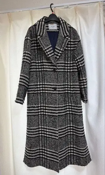 SLOBE IENA 체크 트위드 롱 체스터 코트