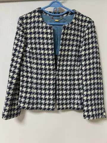 스캐파 트위드 노카라 자켓 하운드투스 네이비*화이트 42