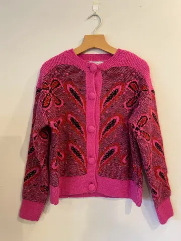 ZARA 핑크 페이즐리 무늬 가디건 S