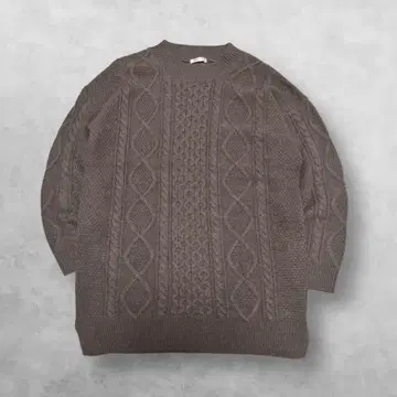 CINEMA CLUB 케이블 짜임 니트 세미롱 기장 브라운 L 루즈핏
