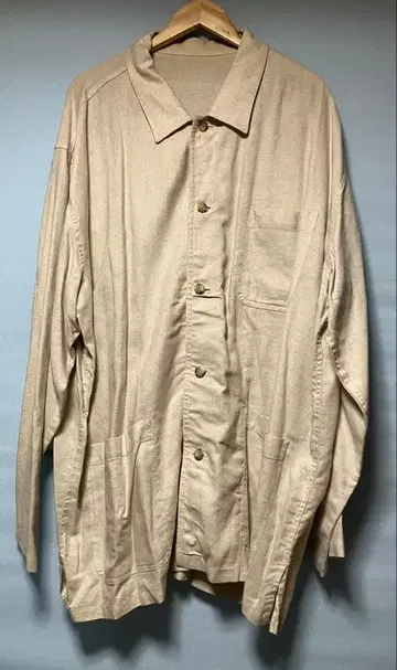 새상품급 베이지 오버 사이즈 셔츠 자켓 린넨 레이온 린넨 4L