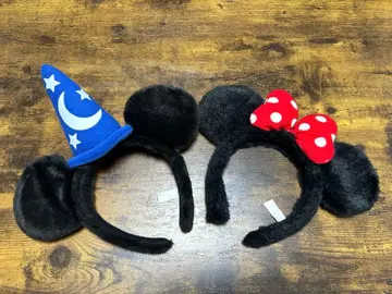 도쿄 디즈니랜드 Disney 미키 미니 마법 모자 리본 머리띠 2개 세트