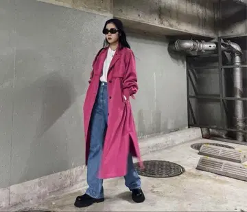 핑크 트렌치코트 오버 사이즈