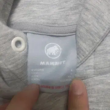 MAMMUT 그레이 후드티 아시아 XL 사이즈