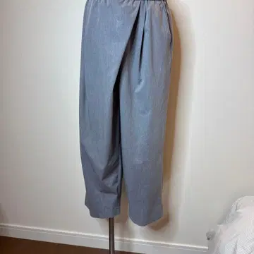 미즈이로 인드 그레이 와이드 팬츠 허리밴딩 턱