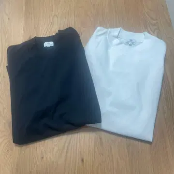 BEAMS HEART 7부 소매 티셔츠 L 사이즈 블랙 화이트