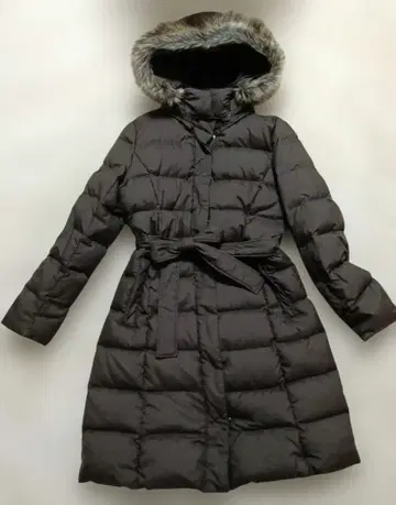 유니클로  다운 롱 코트 L 페더 후드 벨트