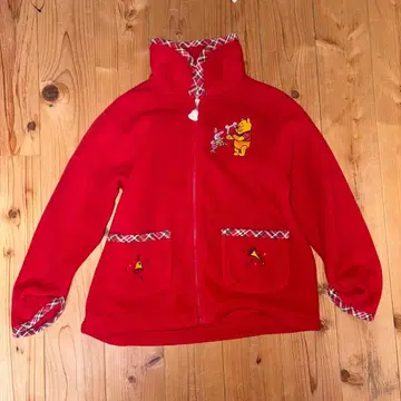 [초레어] 빈티지 레트로 디즈니 푸우 플리스 지퍼 후드티