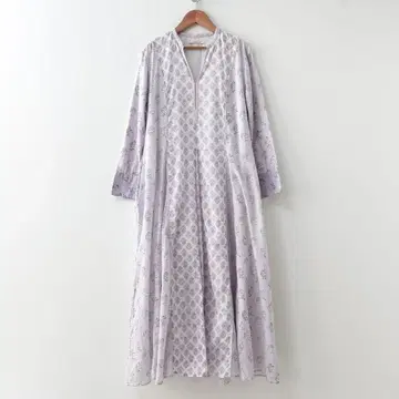 누키테파 LOTUS 콤비 프린트 패널 드레스