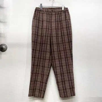 INHERIT 인헤릿 체크 테이퍼드 와이드 팬츠