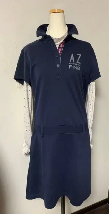 PING 네이비 폴로 원피스 AZ 로고 L