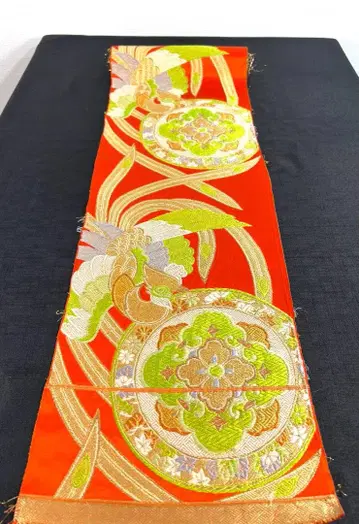 263cm! 옷감 후쿠로 오비 순수 실크 리메이크용