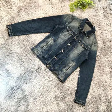 ZARA [ M ] 워시 가공 데님 자켓 긴팔 데님 자켓 프린지