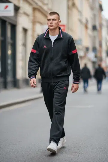 새상품급 le coq sportif 저리 상 M 블랙 로고 트리콜로르