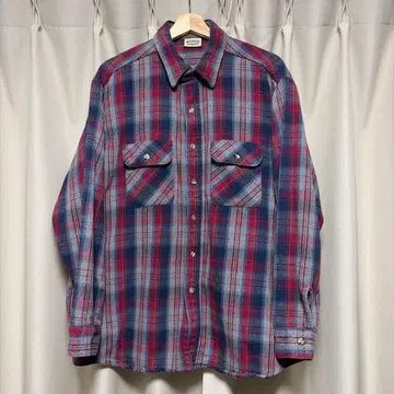 FIVEBROTHER 80s 90s 빨간색 계열 체크 셔츠 XL 사이즈