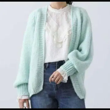미사용 그레디 브릴리언트 민트 그린 니트 가디건 크리스아나