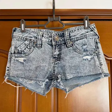 미사용 택 없음 me jane S 사이즈 데미지 데님 숏 팬츠 인디고