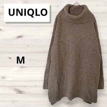 유니클로 니트 스웨터 긴팔 터틀넥 브라운 M 루즈핏