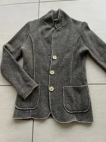 그레이 가디건 긴팔 버튼 니트 자켓 골프 자켓