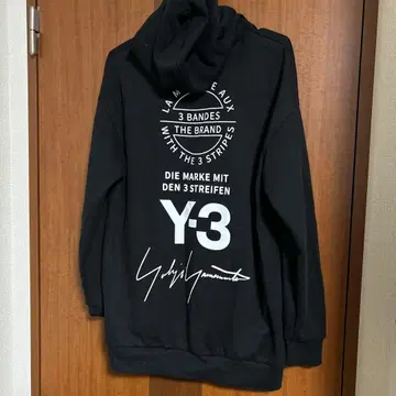 Y-3 로고 블랙 후드티