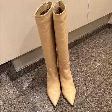 ZARA 가죽 베이지 롱 부츠