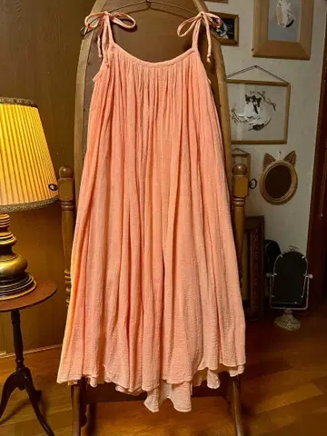 70년대 프랑스 유럽 앤티크 빈티지 핑크 프릴 원피스