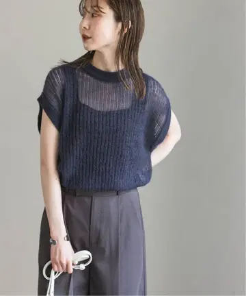 noble 키드 모헤어 믹스 레이시 패턴 베스트