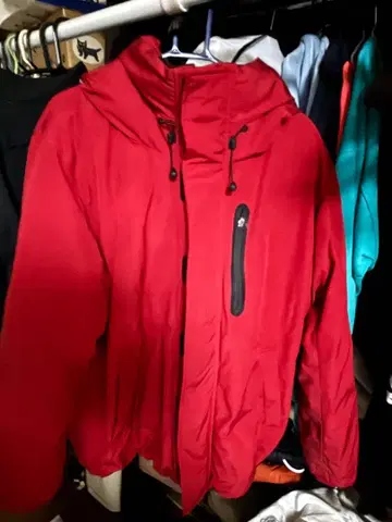 AVIREX 후드 부착 레드 나일론 자켓