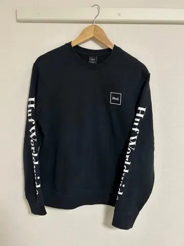 HUF 소매 로고 맨투맨 블랙 S