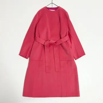 새상품급 Ballsey 프리미엄 울 리버 노카라 코트 핑크 36