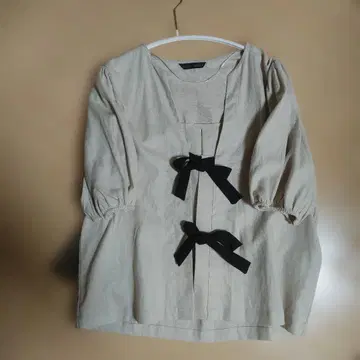 ZARA 린넨 리본 포함 블라우스 M 베이지 새상품
