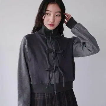 우에누이 프론트 리본 집업 후드티