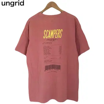 언그리드 백 프린트 여성용 핑크 반팔 면 둥근넥 티셔츠