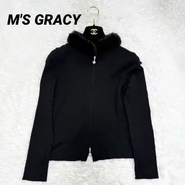 [새상품급] 엠즈 그레이시 가디건 퍼 까멜리아 더블 지퍼 40