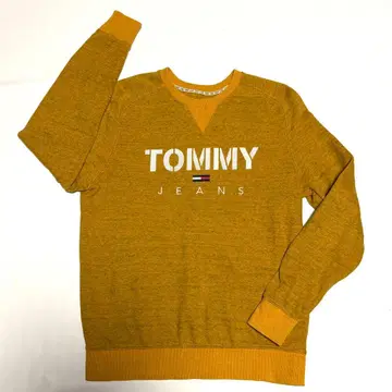 L 사이즈 tommy 맨투맨 타미힐피거진스 로고 자수 머스타드
