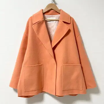 새상품급 프리미엄 울 리버 오픈 카라 숏코트 오렌지 34