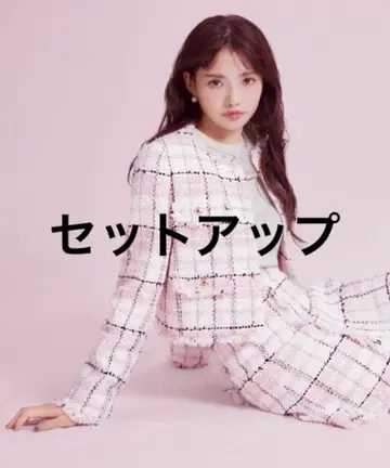 snidel 트위드 자켓/미니 스커트 상하의 세트 PNK 사이즈 0