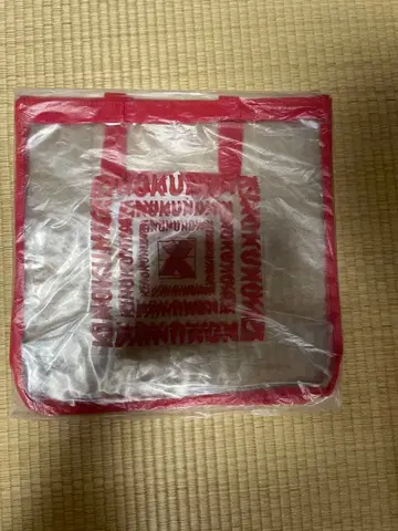 투명 비닐 토트백 빨간색 로고