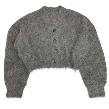 NOBLE 알파카 혼방 샤기 숏 가디건