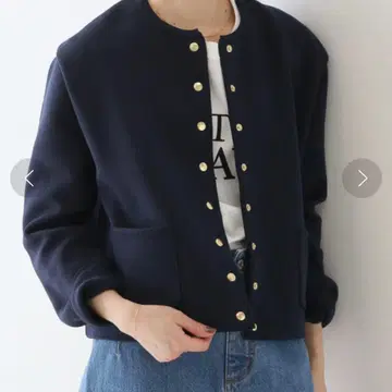 SLOBE IENA 니트 크루 자켓 네이비