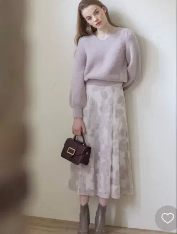 Noela 모헤어 자수 꽃무늬 스커트