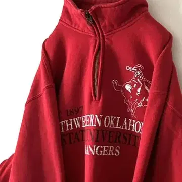 잔스포츠 오클라호마 하프 지퍼 맨투맨 XL 레드 빨간색 구제 의류