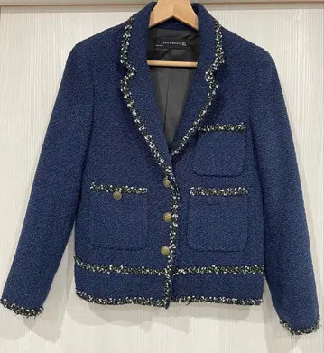 ZARA WOMAN 네이비 트위드 자켓 S