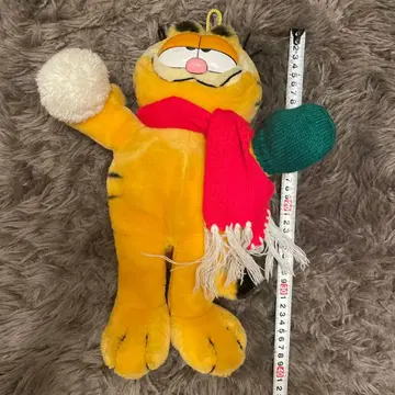 빈티지 빨간색 머플러 가필드 봉제 인형 약 36cm