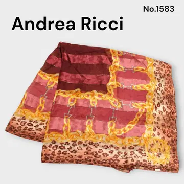 Andrea Ricci 고급 실크 체인 레오파드 무늬 대형 스카프