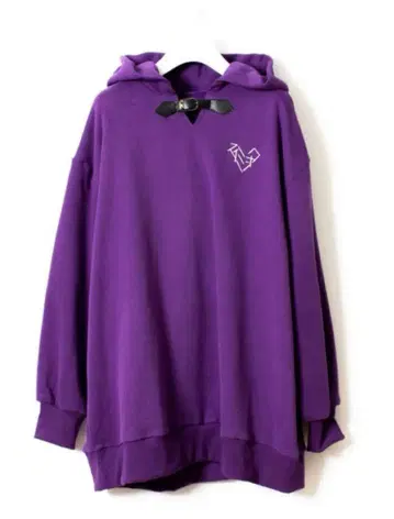 퍼플 후드 부착 오버 사이즈 후드티