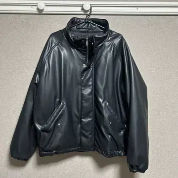 블랙 합성 피혁 자켓