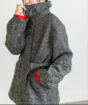 mystic 자카드 미들 코트 블랙 사이즈 1