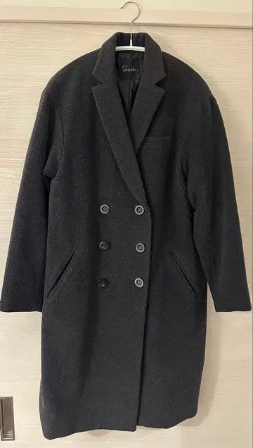 Rosso 다크 그레이 더블 브레스트 코트